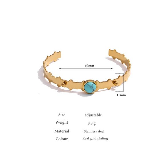 Stainless Steel Stone Bangle Bracelet Metallic - Picture 4 of 6